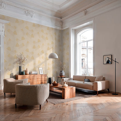 Mustertapete Geometrische Bögen Beige-Gelb - 10,05 m x 0,53 m