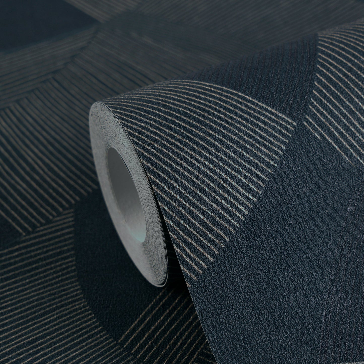Mustertapete Geometrische Bögen Dunkelblau - 10,05 m x 0,53 m