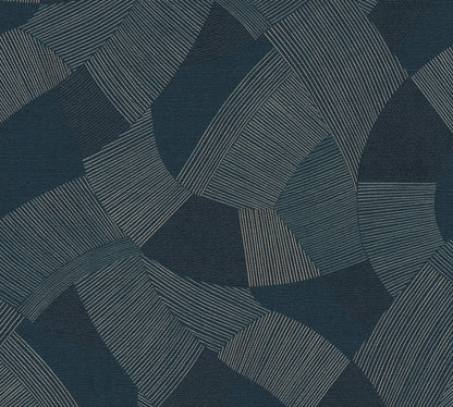 Mustertapete Geometrische Bögen Dunkelblau - 10,05 m x 0,53 m