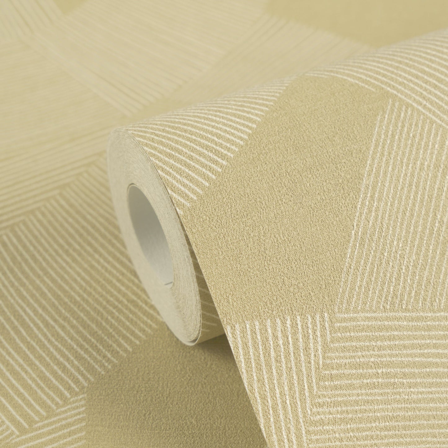 Mustertapete Geometrische Bögen Gold-Ocker - 10,05 m x 0,53 m