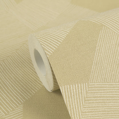 Mustertapete Geometrische Bögen Gold-Ocker - 10,05 m x 0,53 m