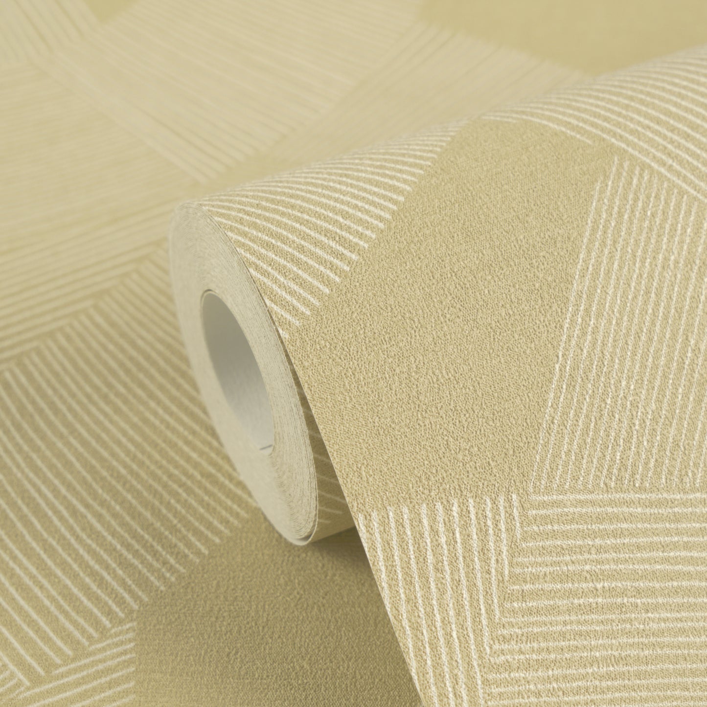 Mustertapete Geometrische Bögen Gold-Ocker - 10,05 m x 0,53 m