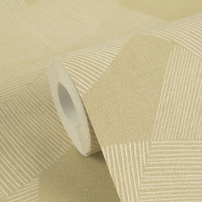 Mustertapete Geometrische Bögen Gold-Ocker - 10,05 m x 0,53 m