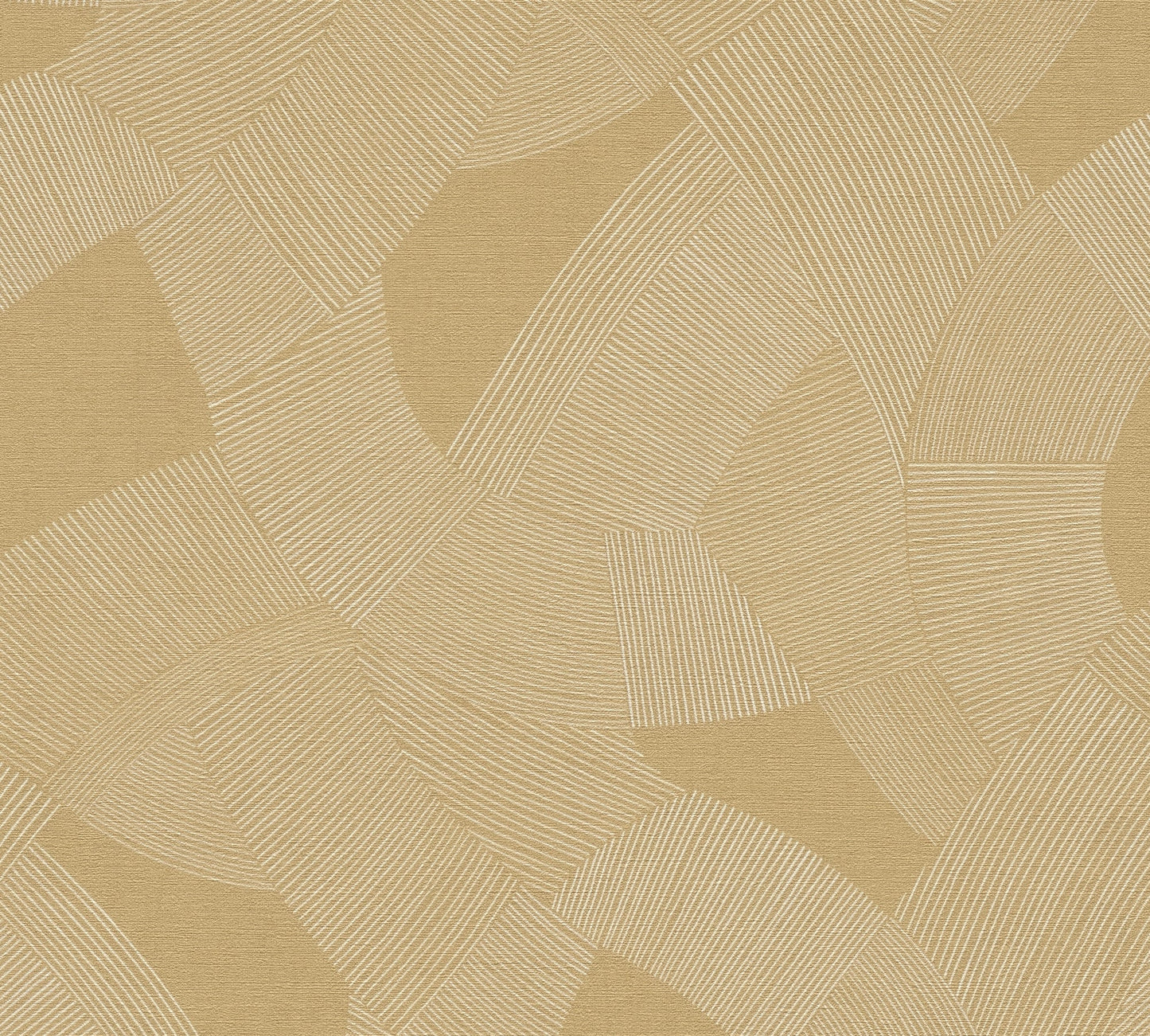 Mustertapete Geometrische Bögen Gold-Ocker - 10,05 m x 0,53 m