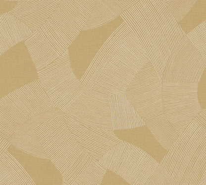 Mustertapete Geometrische Bögen Gold-Ocker - 10,05 m x 0,53 m