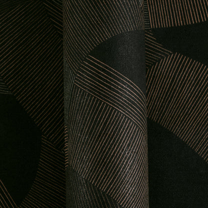 Mustertapete Geometrische Bögen Schwarz-Kupfer - 10,05 m x 0,53 m
