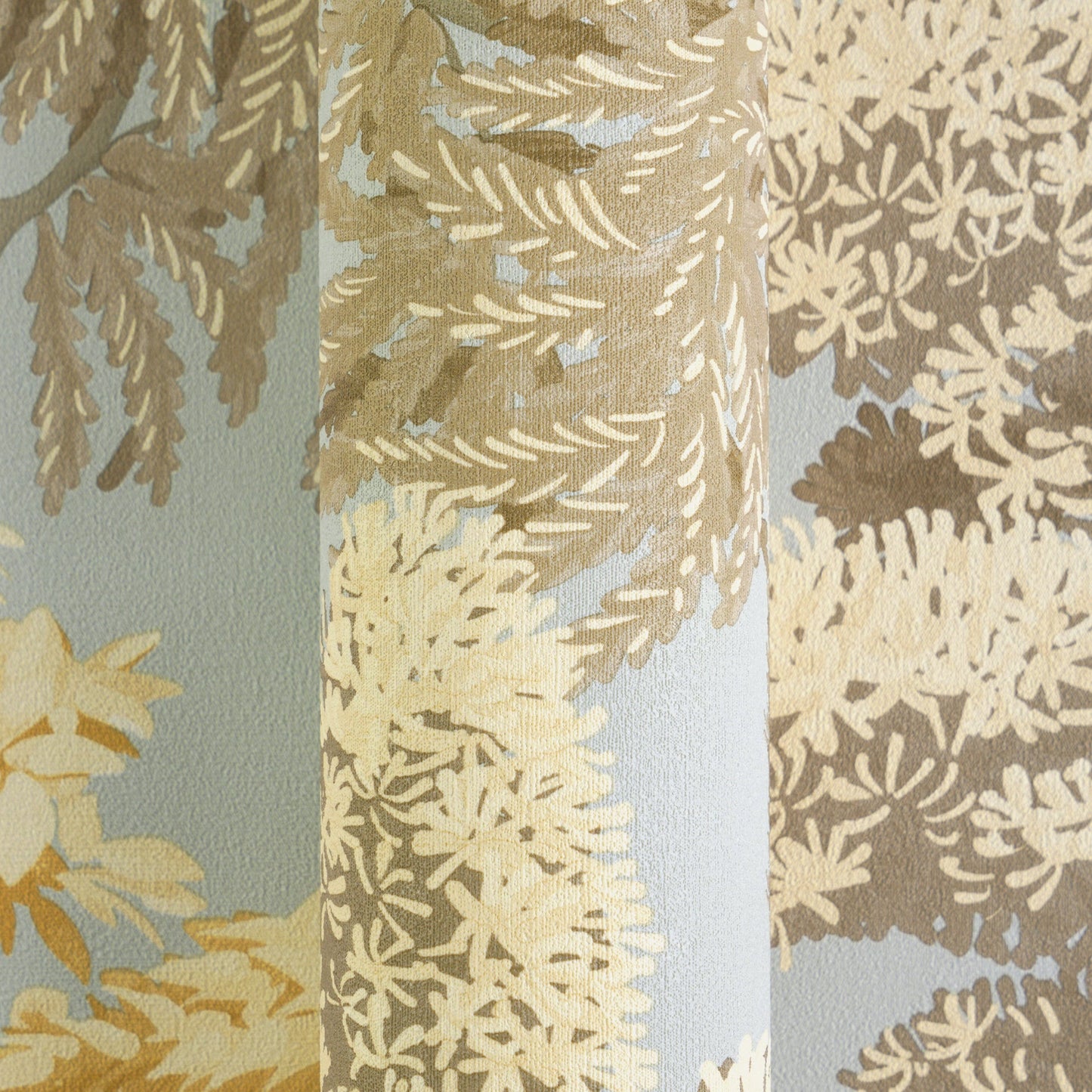 Mustertapete Japanische Bäume Hellblau-Beige - 10,05 m x 0,53 m