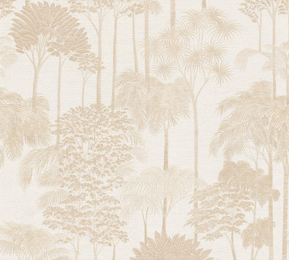Mustertapete Dschungel-Silhouette Beige - 10,05 m x 0,53 m