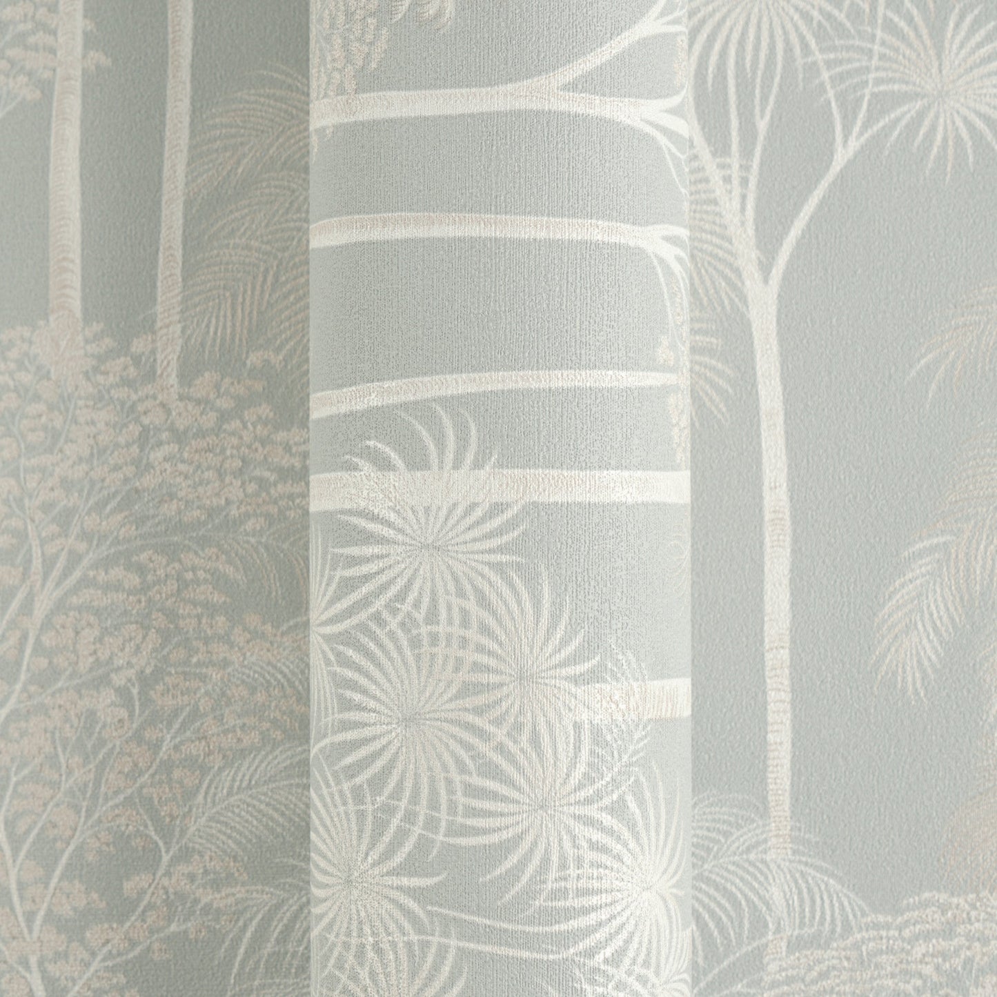 Mustertapete Dschungel-Silhouette Graublau - 10,05 m x 0,53 m