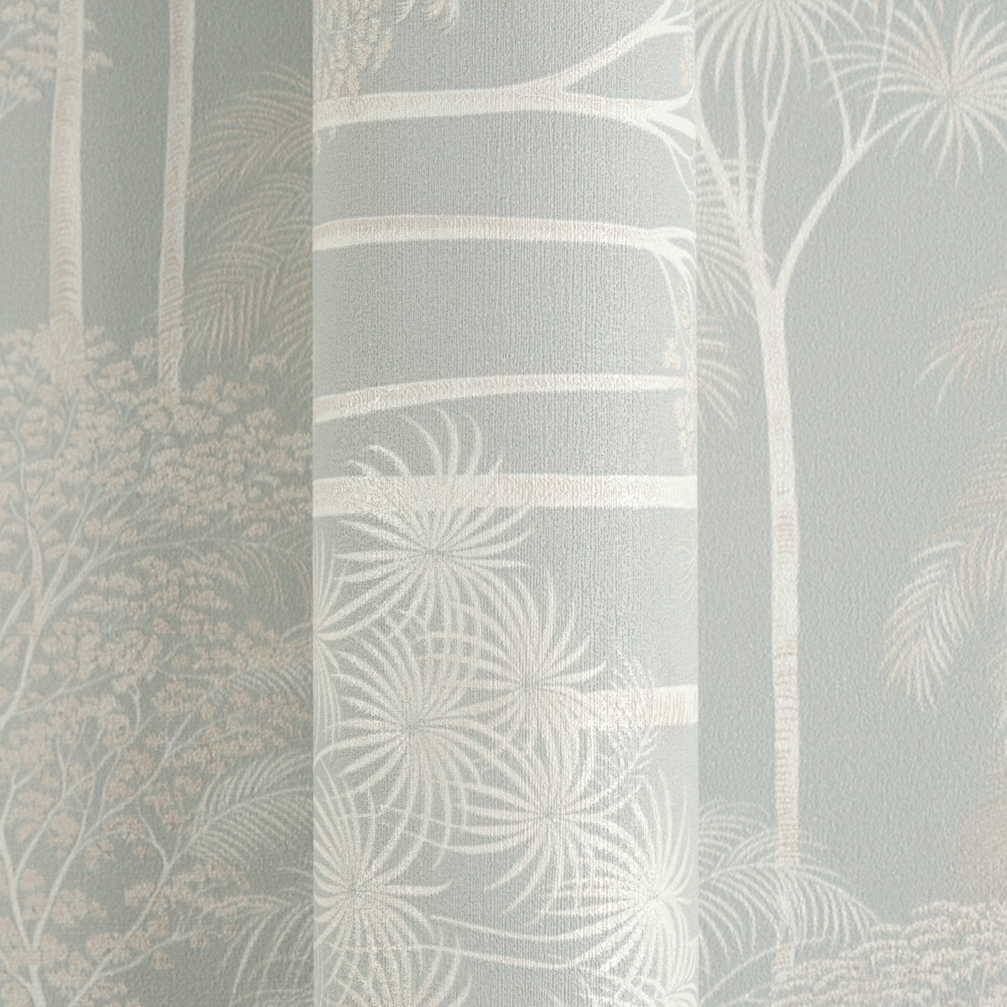 Mustertapete Dschungel-Silhouette Graublau - 10,05 m x 0,53 m
