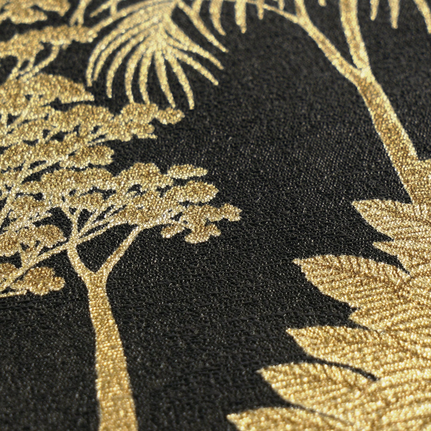 Mustertapete Dschungel-Silhouette Schwarz-Gold - 10,05 m x 0,53 m