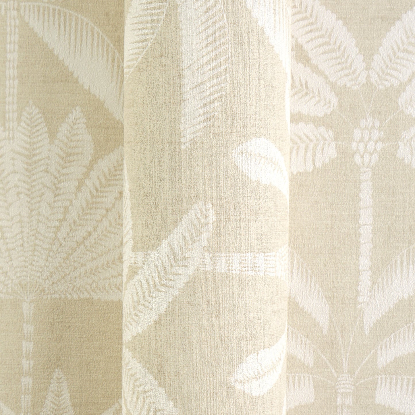 Mustertapete Palmen-Silhouetten Beige-Weiß - 10,05 m x 0,53 m