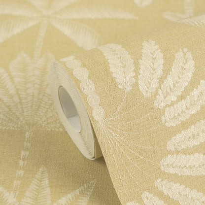 Mustertapete Palmen-Silhouetten Ocker-Gold - 10,05 m x 0,53 m
