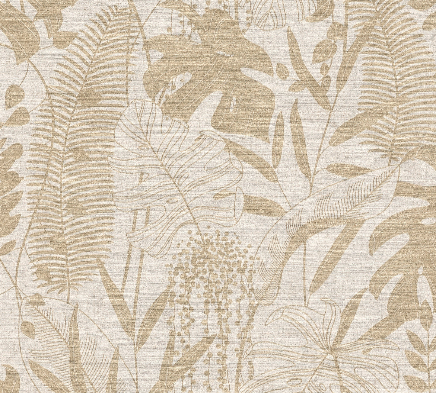 Mustertapete Tropische Blätter Beige - 10,05 m x 0,53 m