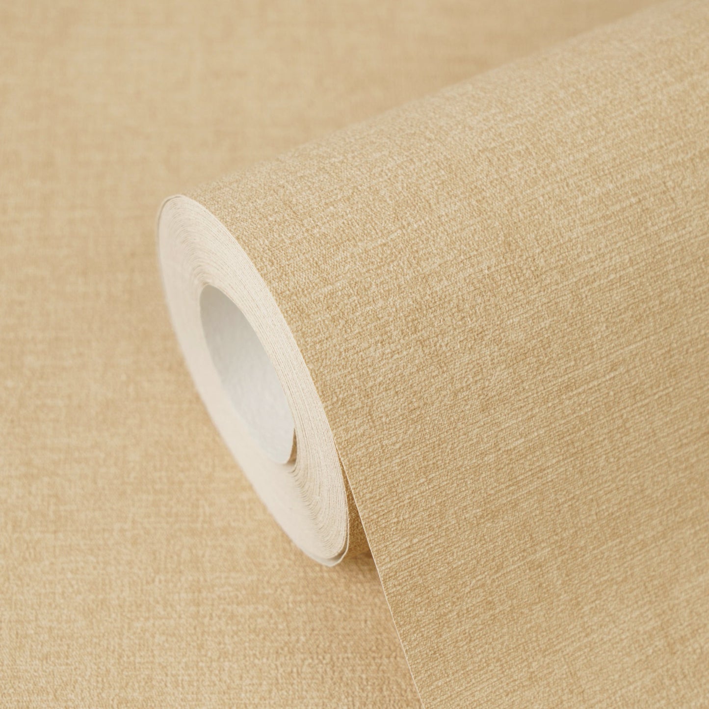 Mustertapete Leinenoptik Goldbeige Warm - 10,05 m x 0,53 m
