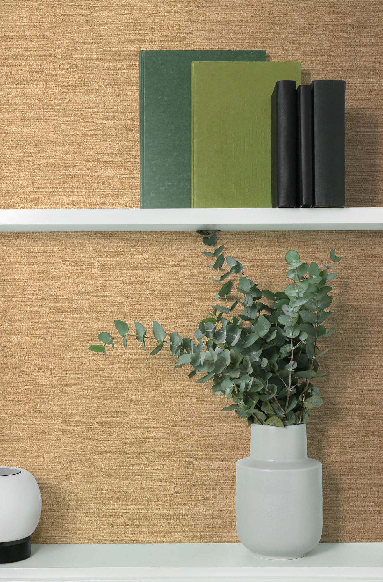 Mustertapete Leinenoptik Goldbeige Warm - 10,05 m x 0,53 m
