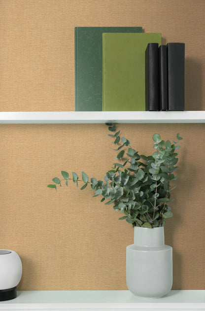 Mustertapete Leinenoptik Goldbeige Warm - 10,05 m x 0,53 m