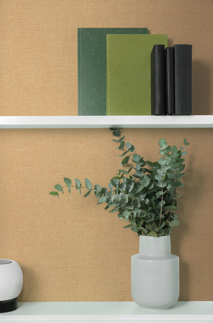 Mustertapete Leinenoptik Goldbeige Warm - 10,05 m x 0,53 m