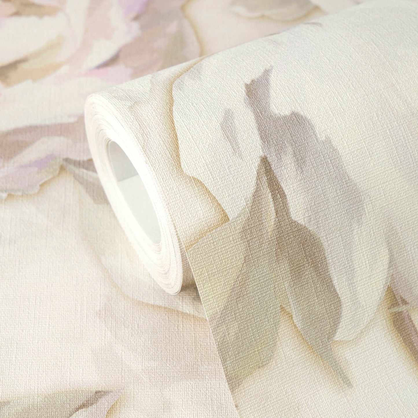 Mustertapete Pfingstrosen Pastellrosa & Creme - 10,05 m x 0,53 m
