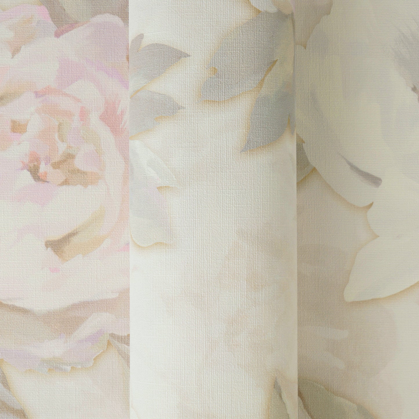 Mustertapete Pfingstrosen Pastellrosa & Creme - 10,05 m x 0,53 m