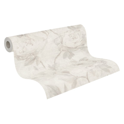 Mustertapete Pfingstrosen Hellbeige & Creme - 10,05 m x 0,53 m