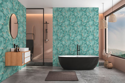 Mustertapete Marmor-Optik Türkis & Gold - 10,05 m x 0,53 m