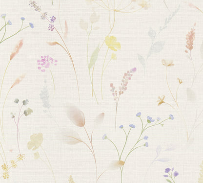 Mustertapete Wiesenblumen Pastellbunt - 10,05 m x 0,53 m