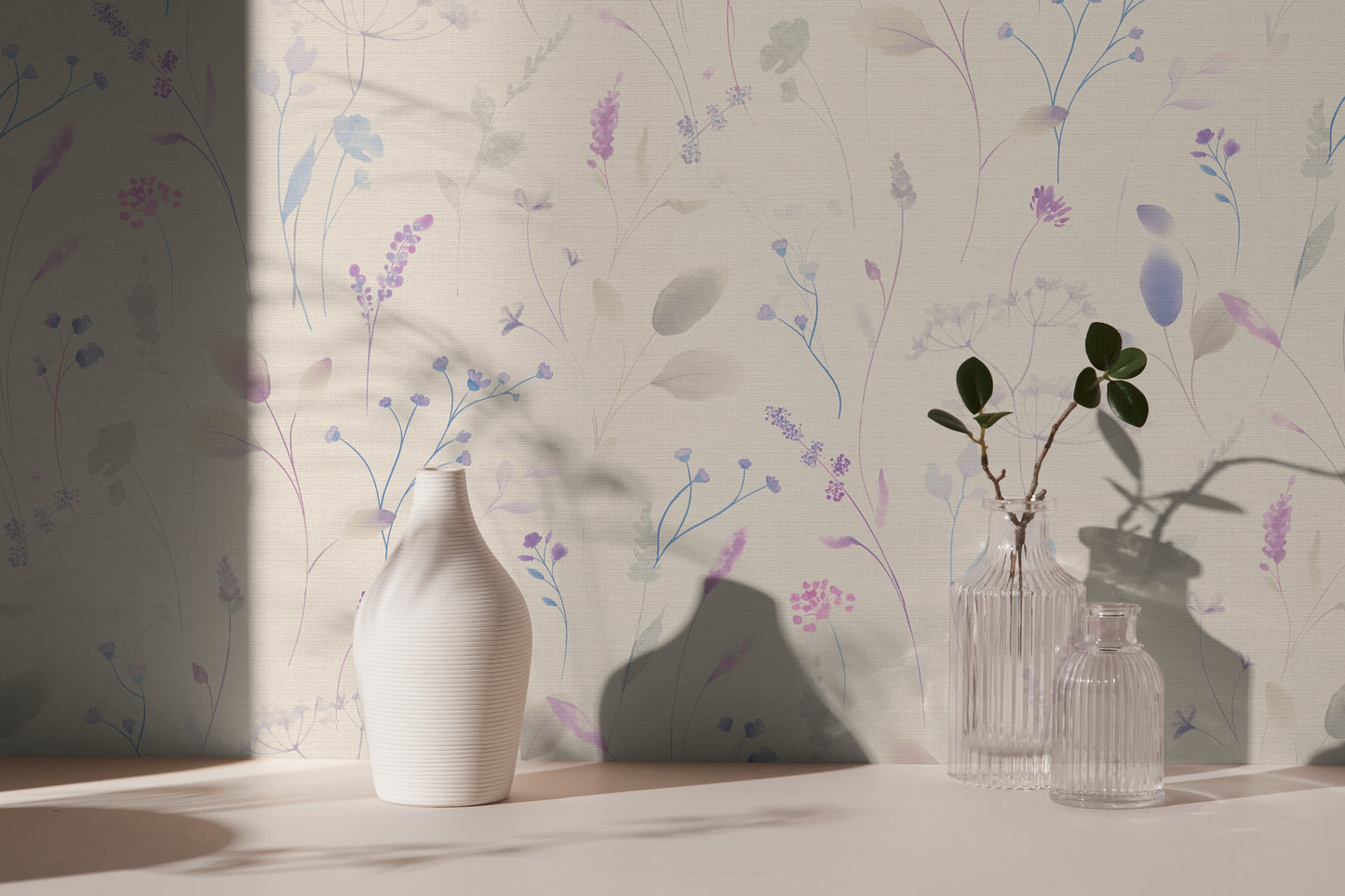 Mustertapete Wiesenblumen Violett & Blau - 10,05 m x 0,53 m