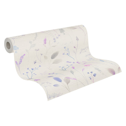 Mustertapete Wiesenblumen Violett & Blau - 10,05 m x 0,53 m