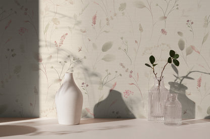 Mustertapete Wiesenblumen Altrosa & Beige - 10,05 m x 0,53 m