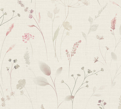 Mustertapete Wiesenblumen Altrosa & Beige - 10,05 m x 0,53 m