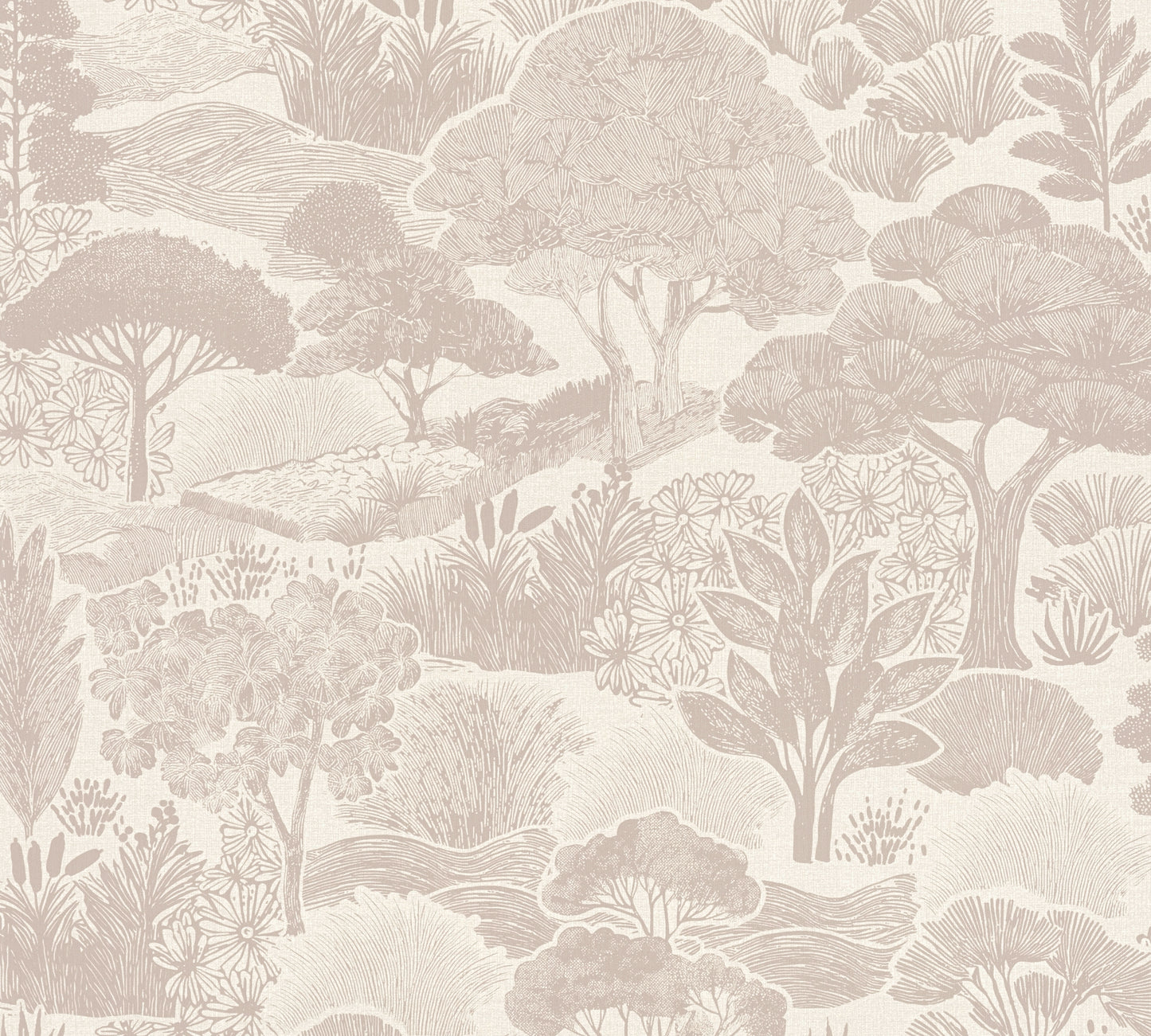 Mustertapete Japanische Landschaft Altrosa - 10,05 m x 0,53 m