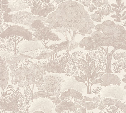 Mustertapete Japanische Landschaft Altrosa - 10,05 m x 0,53 m