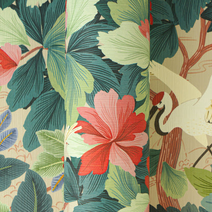 Mustertapete Kranich & Flora Bunt - 10,05 m x 0,53 m