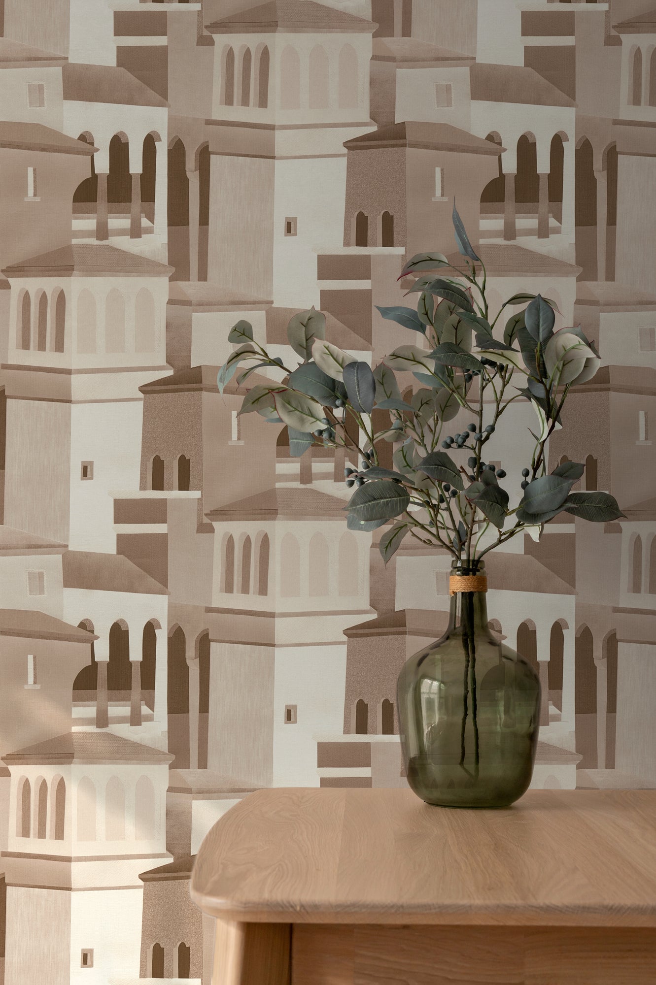 Mustertapete Mediterrane Architektur Beige - 10,05 m x 0,53 m
