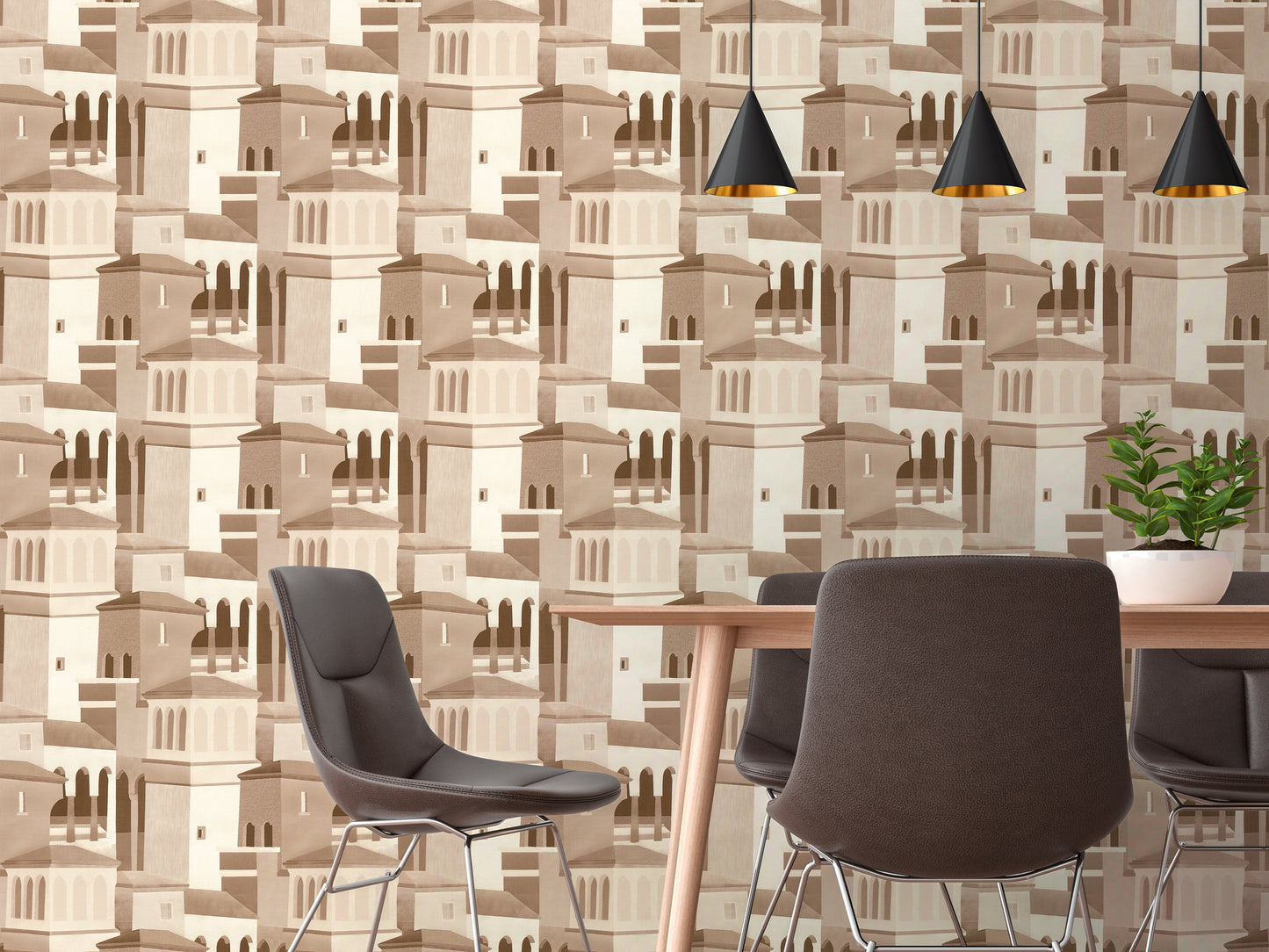 Mustertapete Mediterrane Architektur Beige - 10,05 m x 0,53 m