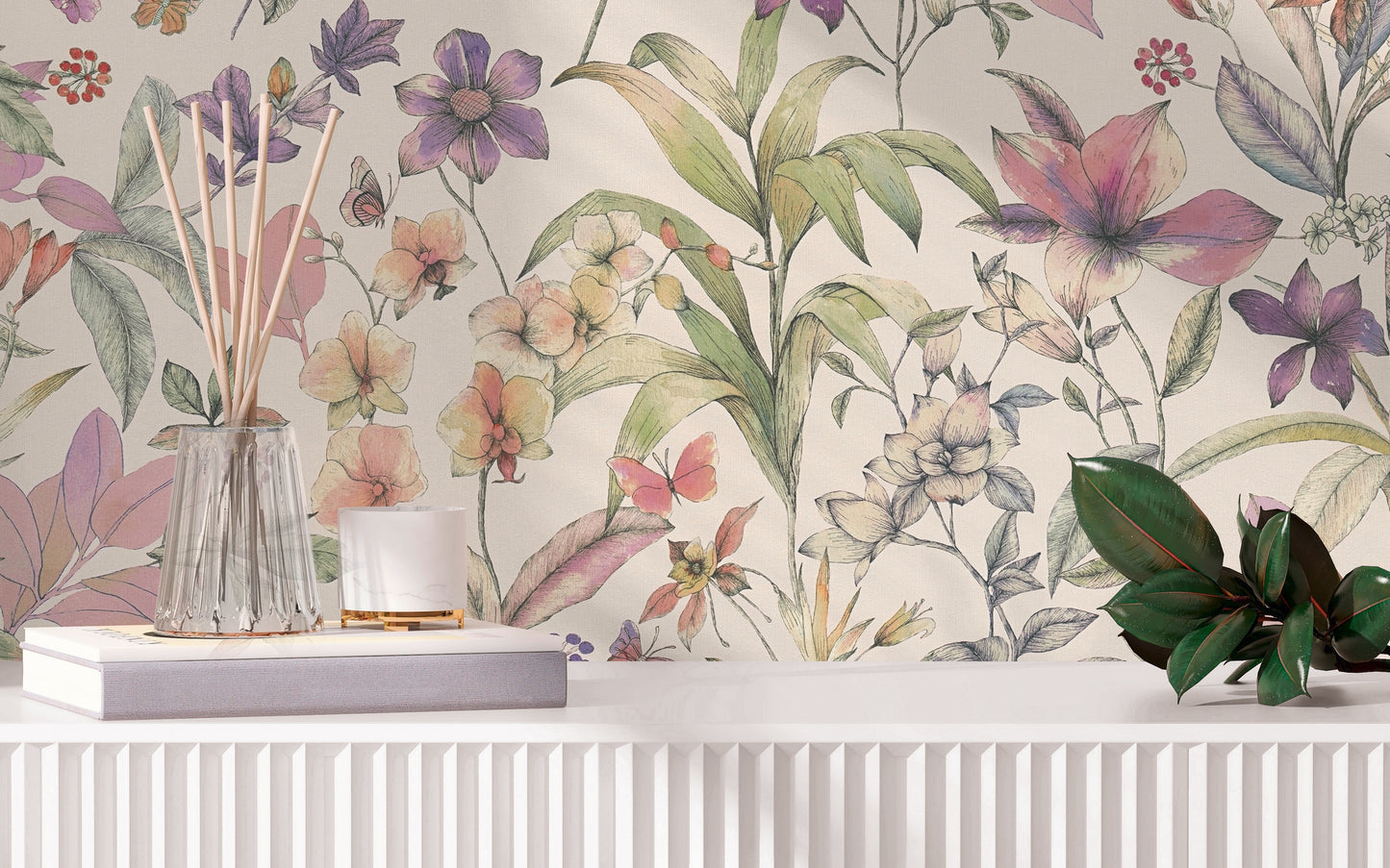 Mustertapete Florale Träumerei Pastell - 10,05 m x 0,53 m