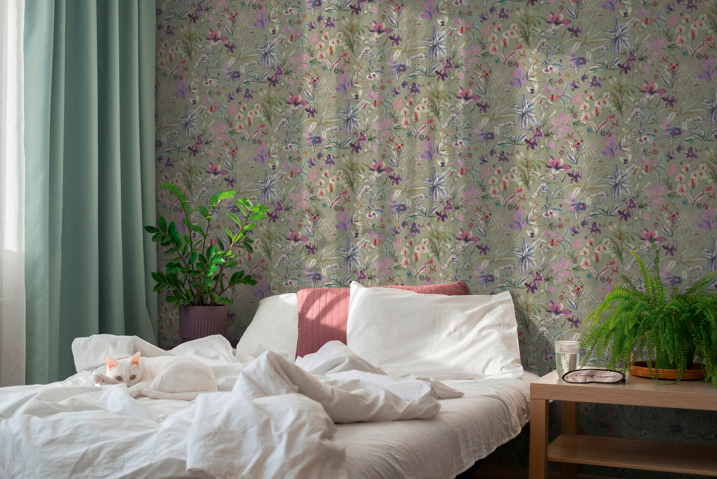 Mustertapete Florale Träumerei Salbei - 10,05 m x 0,53 m