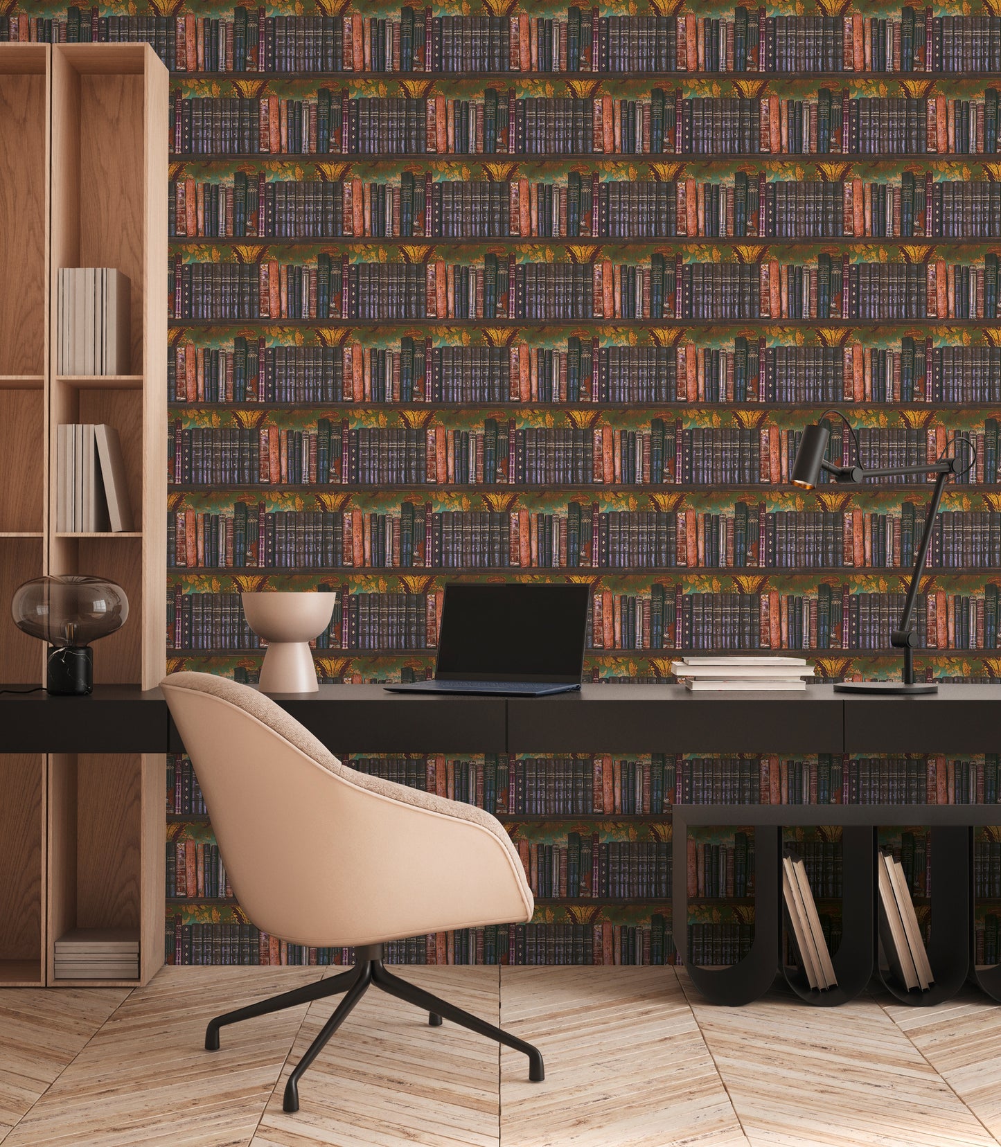 Mustertapete Antikes Bücherregal Bunt - 10,05 m x 0,53 m