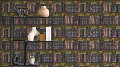 Mustertapete Antikes Bücherregal Bunt - 10,05 m x 0,53 m