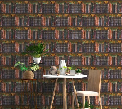 Mustertapete Antikes Bücherregal Bunt - 10,05 m x 0,53 m