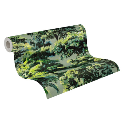 Mustertapete Waldlandschaft Grün - 10,05 m x 0,53 m
