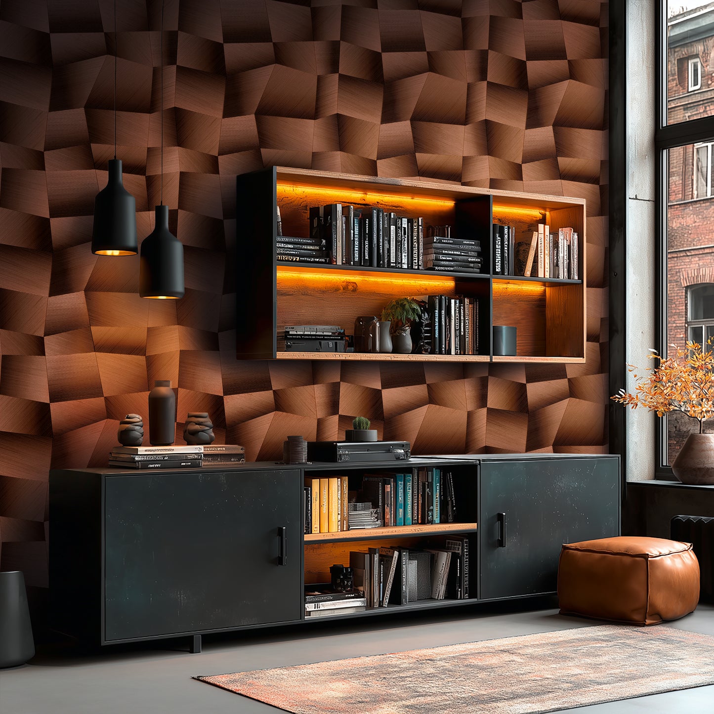 Livingwalls Vibes & Styles Damian - Refined Dimensions Geometrische Tapete Braun - 10,05 m x 0,53 m