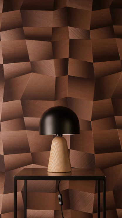 Mustertapete 3D-Geometrie Kupferbraun - 10,05 m x 0,53 m