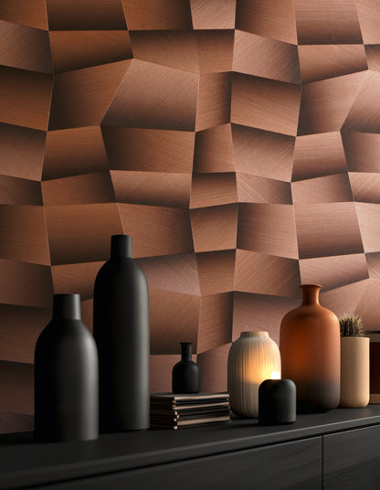 Livingwalls Vibes & Styles Damian - Refined Dimensions Geometrische Tapete Braun - 10,05 m x 0,53 m