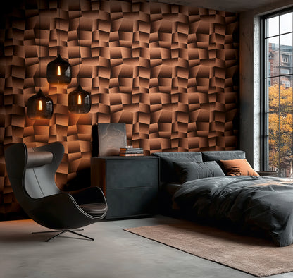 Livingwalls Vibes & Styles Damian - Refined Dimensions Geometrische Tapete Braun - 10,05 m x 0,53 m
