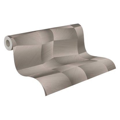 Mustertapete 3D-Geometrie Taupe-Grau - 10,05 m x 0,53 m