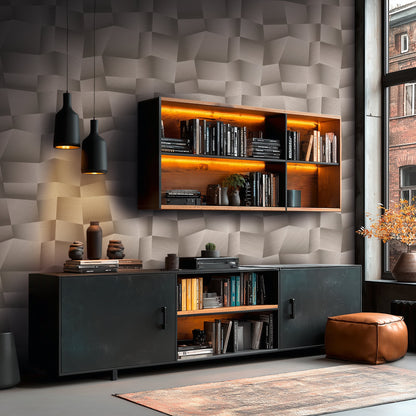 Mustertapete 3D-Geometrie Taupe-Grau - 10,05 m x 0,53 m