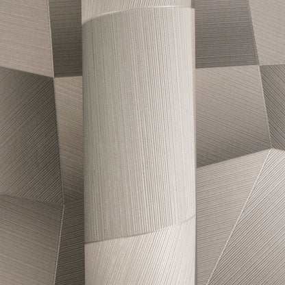 Mustertapete 3D-Geometrie Taupe-Grau - 10,05 m x 0,53 m