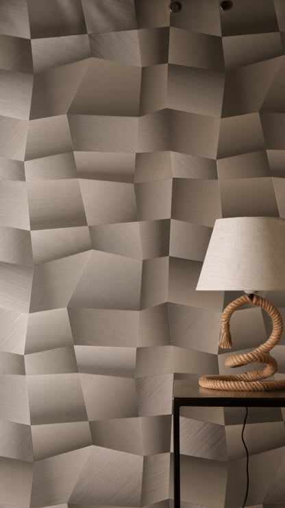 Livingwalls Vibes & Styles Damian - Refined Dimensions Geometrische Tapete Grau Metallic - 10,05 m x 0,53 m